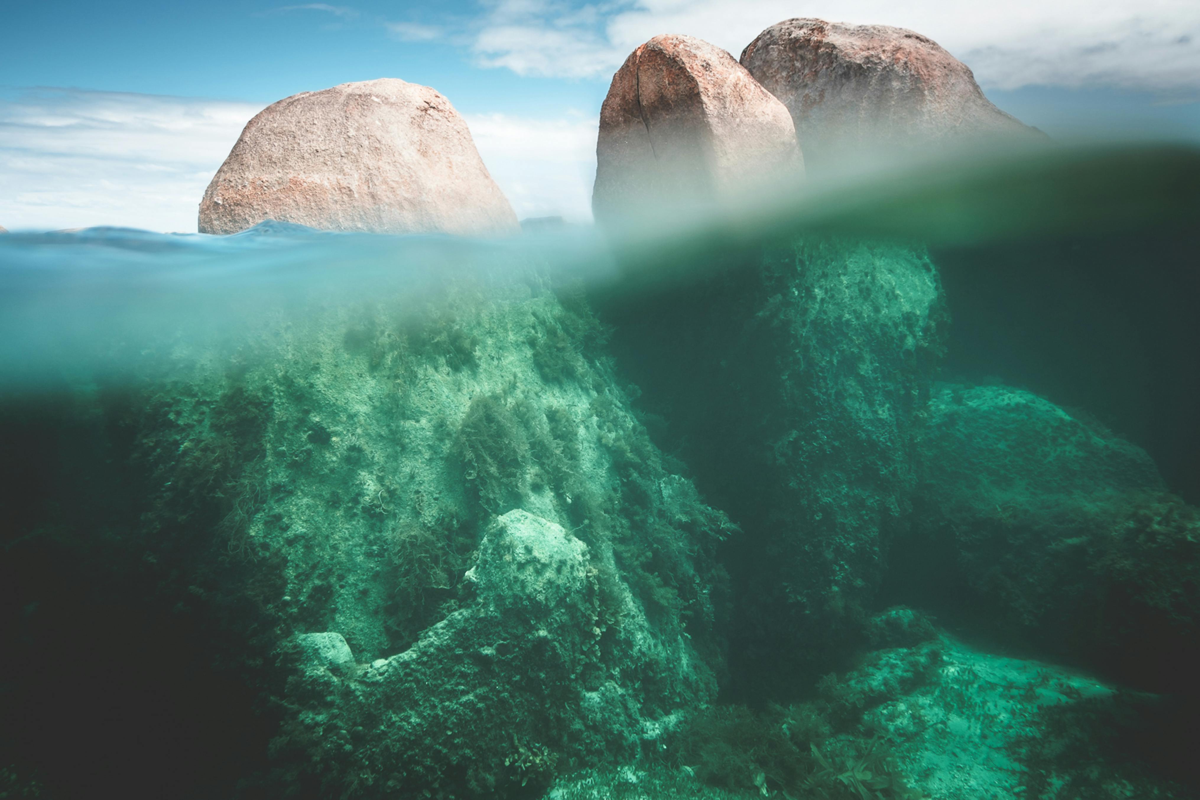 Rocky formations in crystal clear sea